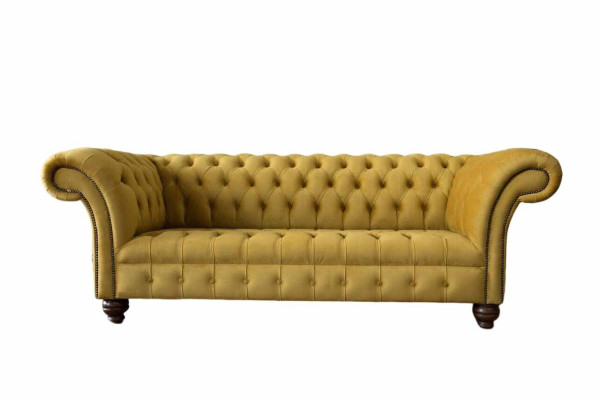 Chesterfield Yellow Sofa Upholstery 3 Seater Couches Seat Sofas Three Seater