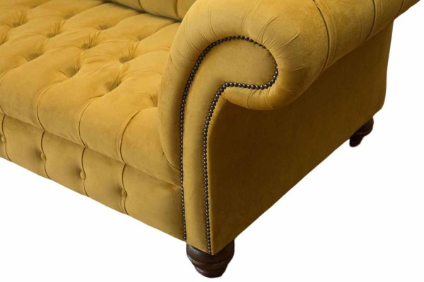 Chesterfield Yellow Sofa Upholstery 3 Seater Couches Seat Sofas Three Seater