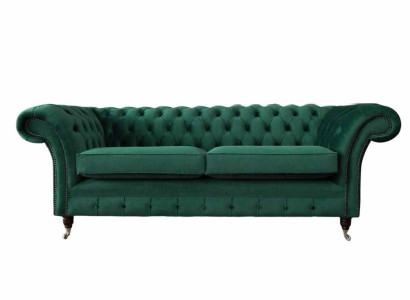 Sofa 3 Seater Green Sofas Style Luxury Living room Design Chesterfield new