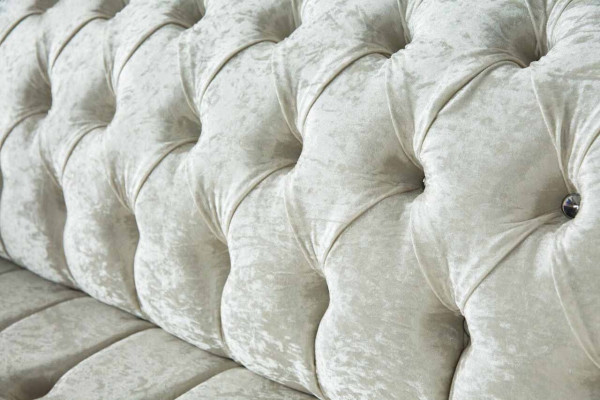 Three Seater White Fabric Living room Design Couches Sofa Chesterfield Couch