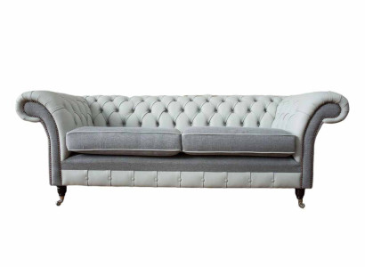 Sofa 3 Seat Leather Furniture Sofas Fabric Gray Couch Upholstery Three Seater new