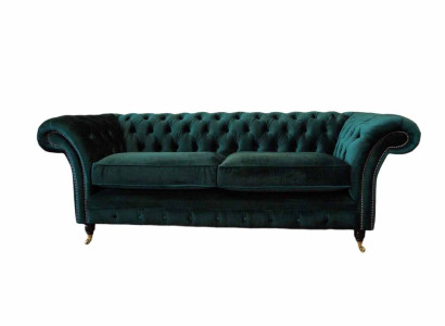 Chesterfield Upholstery 3 Seater Textile Couches Sofa Three Seater Couch Velvet