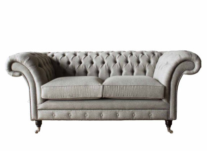 Chesterfield Gray Sofa 2 Seat Couch Wood Furniture Three Seater Couches new