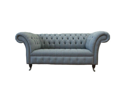 Chesterfield Office Seat Furniture Furnishings Sofa Couch 2 Seat Textile Grey