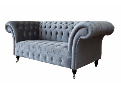 Chesterfield Sofa 3 Seater Luxury Couch Living room Sofas Gray Fabric Sofa
