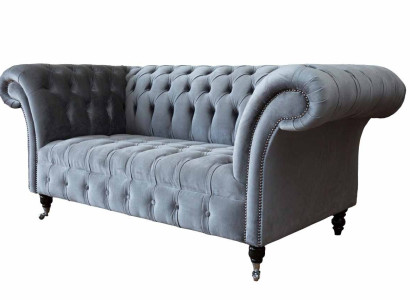 Chesterfield Sofa 3 Seater Luxury Couch Living room Sofas Gray Fabric Sofa