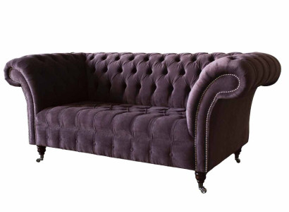 Chesterfield Sofa Couch Design Purple Upholstery Textile Two-seater Seater new