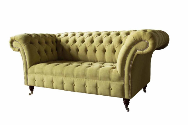 Two-seater Sofa Luxury 2 Seater Living room Light Green Chesterfield Fabric new