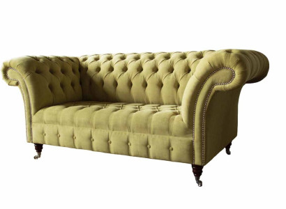 Two-seater Sofa Luxury 2 Seater Living room Light Green Chesterfield Fabric new
