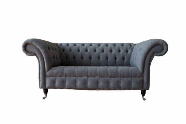 English Chesterfield Office Seat Furniture Furnishings Sofa Couch 2 Seat Textile