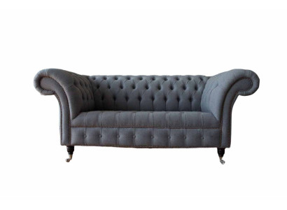 English Chesterfield Office Seat Furniture Furnishings Sofa Couch 2 Seat Textile