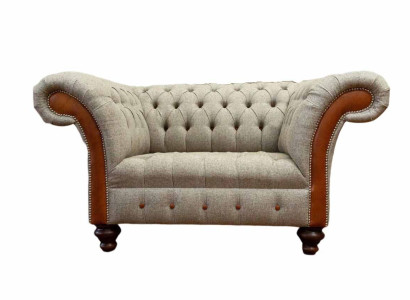 Chesterfield Sofa Upholstery 1.5 Seater Sofas Classic Single Seater Gray new