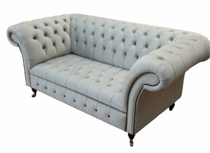 Chesterfield Couch Upholstery Furniture Two-seater Gray Couches Sofas Leather
