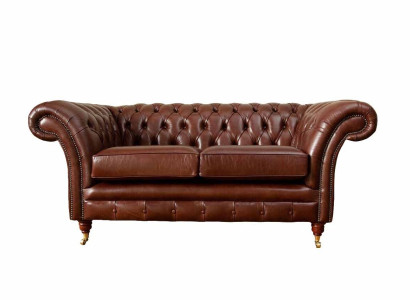 Chesterfield Couch Upholstery Leather Sofas Couches Brown Two-seater new