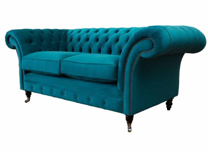 Chesterfield 2 Seater Couch Upholstery Seat Textile Fabric Couches Sofa new