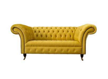 Chesterfield Couch Sofa Upholstery 2 Seater Living room Couches Seat Yellow