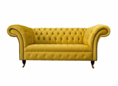 Chesterfield Couch Sofa Upholstery 2 Seater Living room Couches Seat Yellow