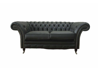Sofa Luxury Textile Chesterfield Couch Sofas Upholstery 2 Seater Black Leather