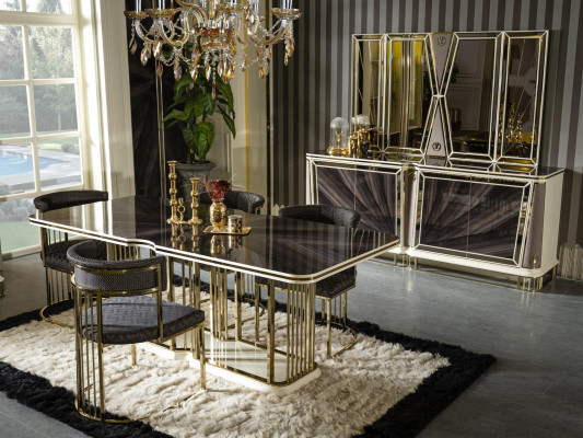 Dining set Set Complete e Suite 4x Chair Group Display case Sideboard 9 pieces