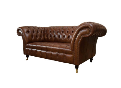 Luxury Sofa 2 Seater Sofas Brown Leather Design Furniture Style Upholstery new