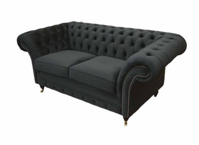 Chesterfield Black 2 Seater Couch Upholstery Couches Design Sofa Textile