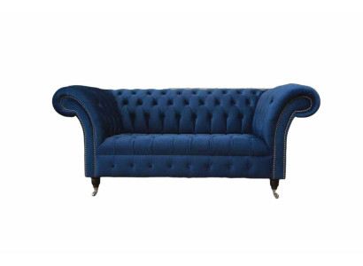 English Chesterfield Office Seat Furniture Furnishings Sofa Couch 2 Seat RoyalBlue