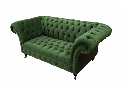 Chesterfield Office Seat Furniture Furnishings Sofa Couch 2 Seat Textile Green