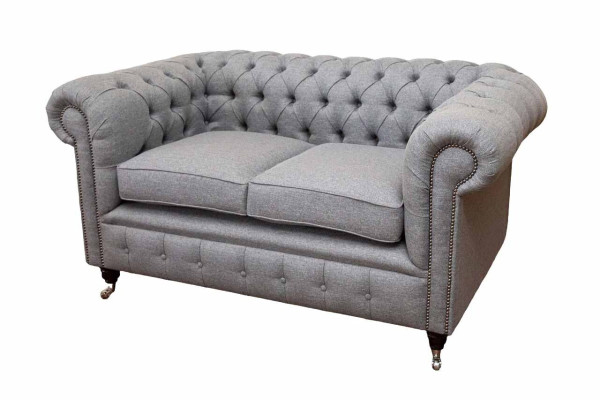 Chesterfield Office Seat Furniture Furnishings Sofa Couch 2 Seat Textile Gray