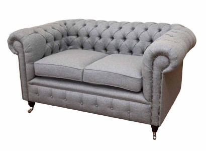 Chesterfield Office Seat Furniture Furnishings Sofa Couch 2 Seat Textile Gray