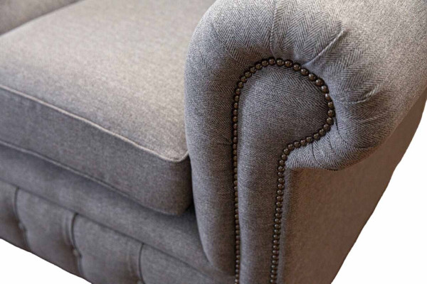 Chesterfield Office Seat Furniture Furnishings Sofa Couch 2 Seat Textile Gray