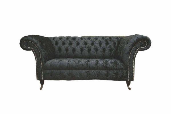 English Chesterfield Office Seat Furniture Furnishings Sofa Couch 2 Seat Black