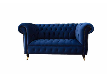 Chesterfield Office Seat Furniture Furnishings Sofa Couch 2 Seat Textile Blue