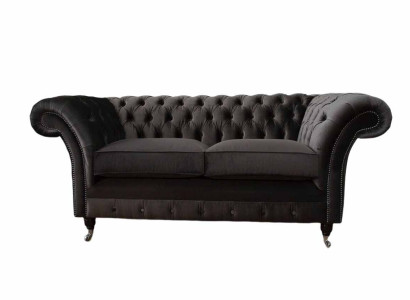Chesterfield Textile Sofa 2 Seater Upholstery Design Luxury Couch Fabric Sofas