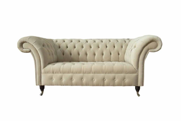 Two-seater Couch Upholstery Sofa 2 Seat Textile Fabric Luxury Chesterfield new