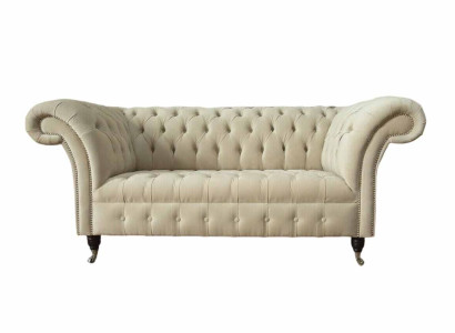 Two-seater Couch Upholstery Sofa 2 Seat Textile Fabric Luxury Chesterfield new