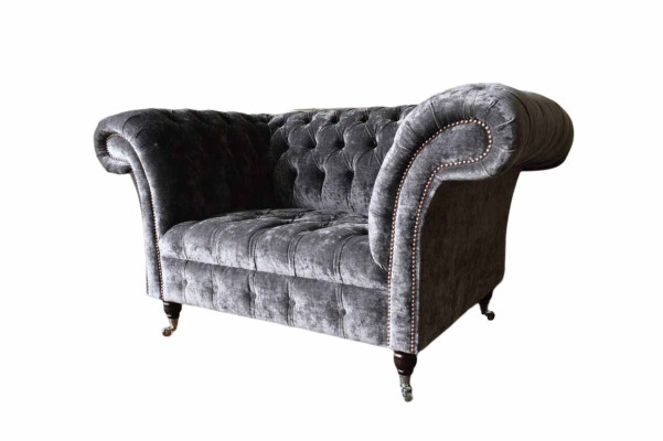 Design Chesterfield Fabric Couch Armchair 1.5 Seater Upholstery Lounge new