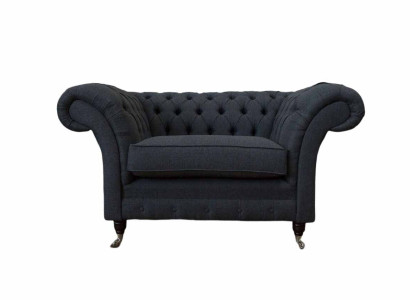 Gray Chesterfield Armchair 1.5 Seater Sofa Couch Upholstery Textile Gray Armchair