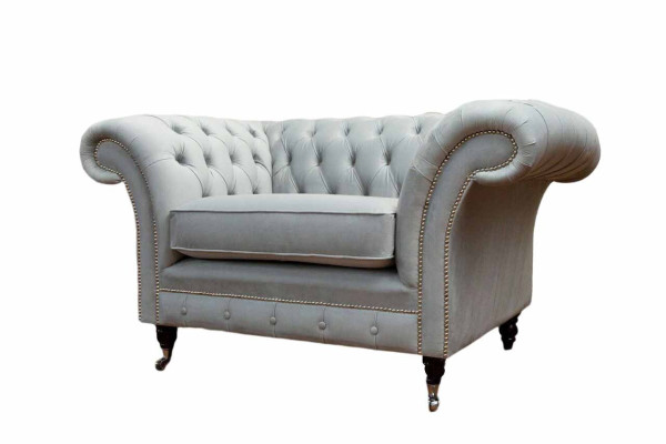 Armchair Upholstery Sofa Textile Chesterfield Couches 1 Seater Single Seater Gray
