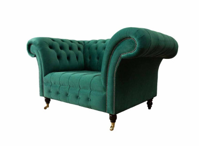 Gray Chesterfield Design Sofa Armchair Wing Chair Upholstery Luxury Textile