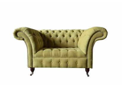 Chesterfield Armchair Textile Design Sofa Fabric Couch Sofas Upholstery Gray new