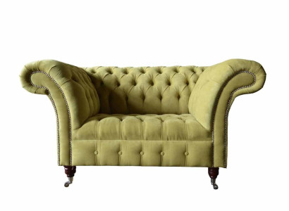 Chesterfield Armchair Textile Design Sofa Fabric Couch Sofas Upholstery Gray new