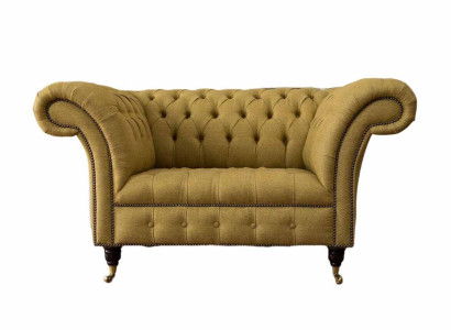 Chesterfield Armchair Design Upholstery Sofa Couch Brown Textile Furniture new