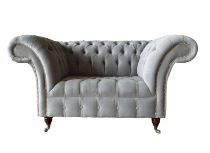 Gray Chesterfield Wing Chairs Gray Armchair Couch Fabric Sofa Living room