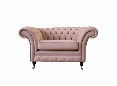 Chesterfield Design Armchair Pink Upholstery Luxury Textile Couches 1 Seater