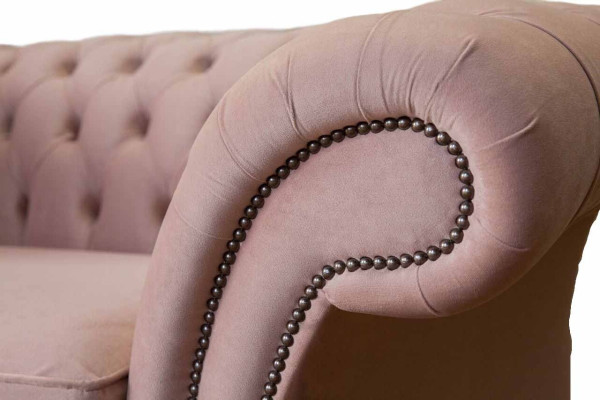 Chesterfield Design Armchair Pink Upholstery Luxury Textile Couches 1 Seater