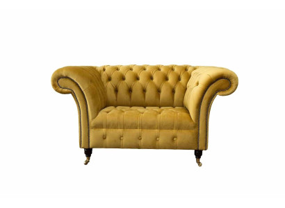 Chesterfield Yellow Armchair Couch Upholstery Luxury Textile Design Couches new