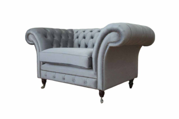 Chesterfield Armchair Textile Sofa Fabric Couch Sofas Couches Lounge Gray