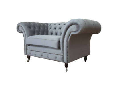 Chesterfield Armchair Textile Sofa Fabric Couch Sofas Couches Lounge Gray
