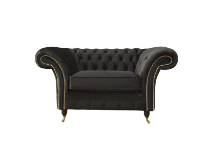 Chesterfield Armchair Lounge Black Sofa Couch Upholstery Modern Textile new