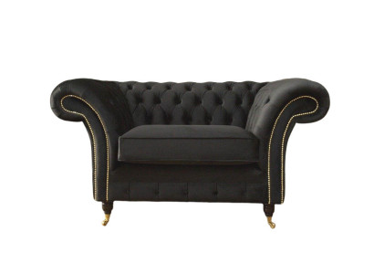 Chesterfield Armchair Lounge Black Sofa Couch Upholstery Modern Textile new